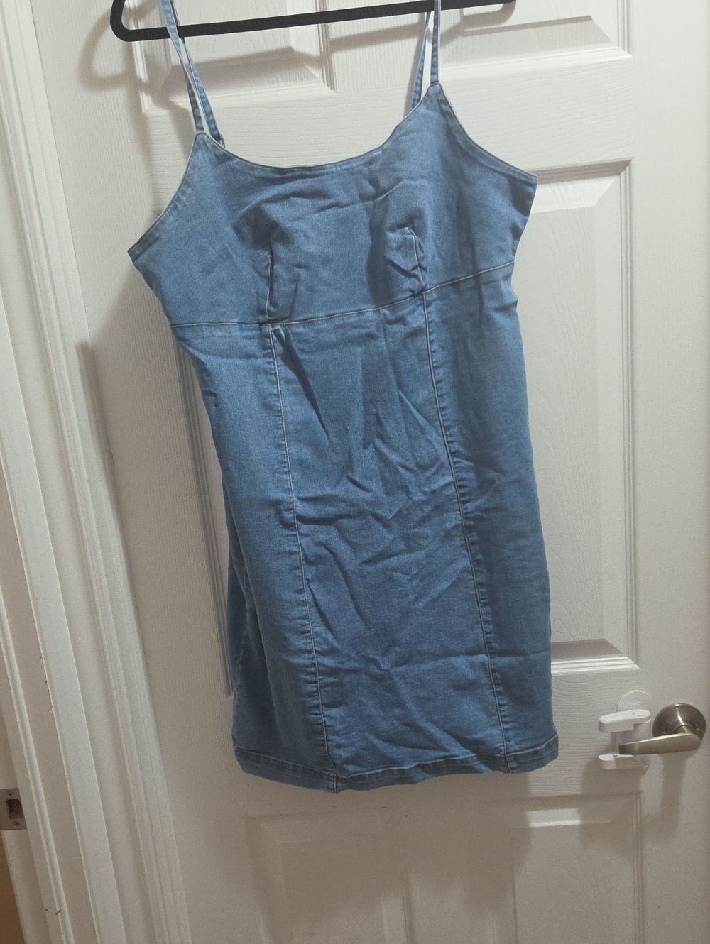 Light Blue Denim Slip Dress - Women's Spaghetti Strap Dress